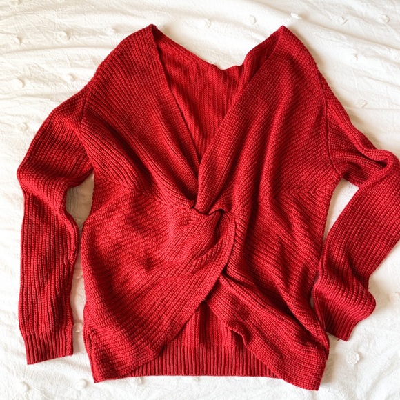 Somedays Lovin Sweaters - somedays lovin’ cozy red twist back knit sweater